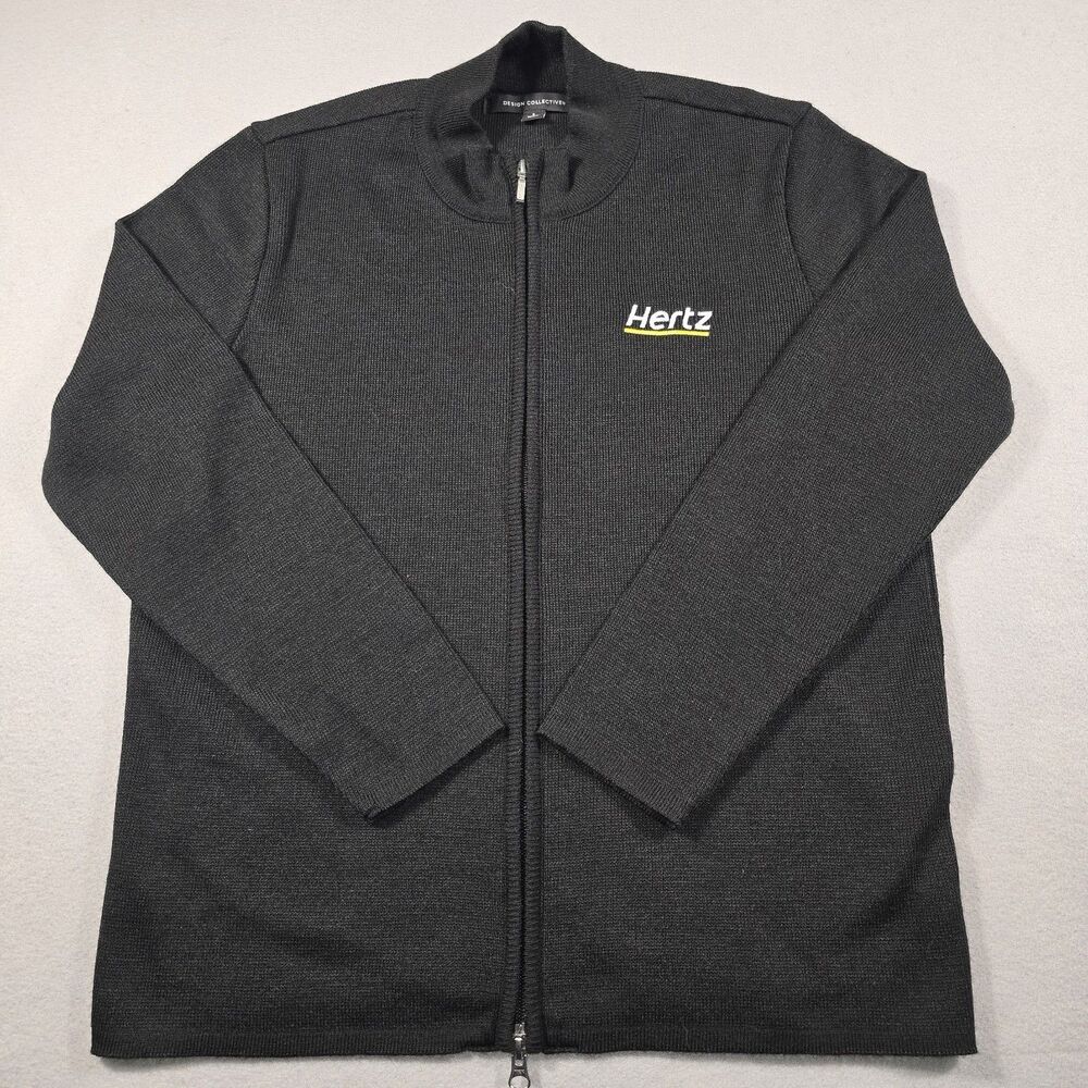 Design Collective Women's Black Small Full Double Zip Sweaterr Hertz Long Sleeve